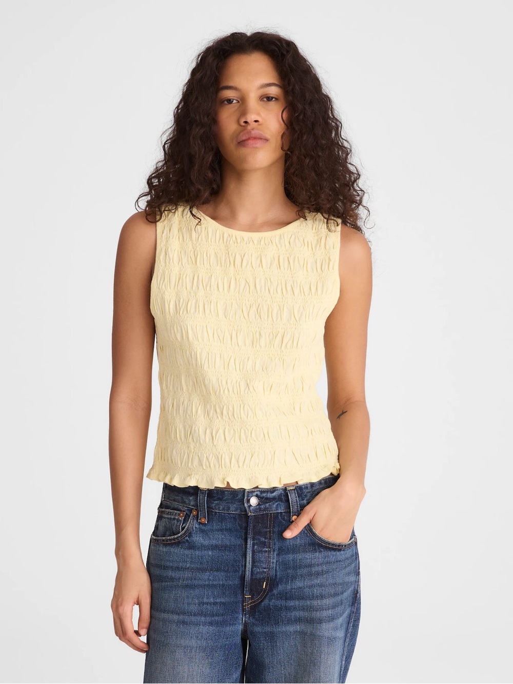 Madewell Smocked Boatneck Tank M